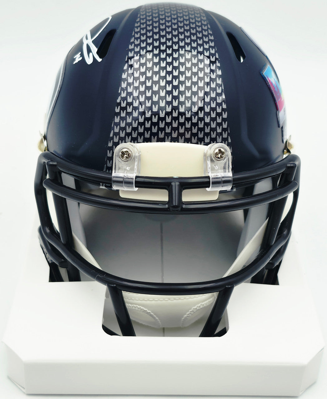Sam Darnold Autographed Seattle Seahawks Blue Super Bowl LX Champions Logo Speed Mini Helmet (Smudged) Beckett BAS Witness #4W539914