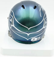 Sam Darnold Autographed Seattle Seahawks Green Rivalries Speed Mini Helmet (Smudged) Beckett BAS Witness #4W539946