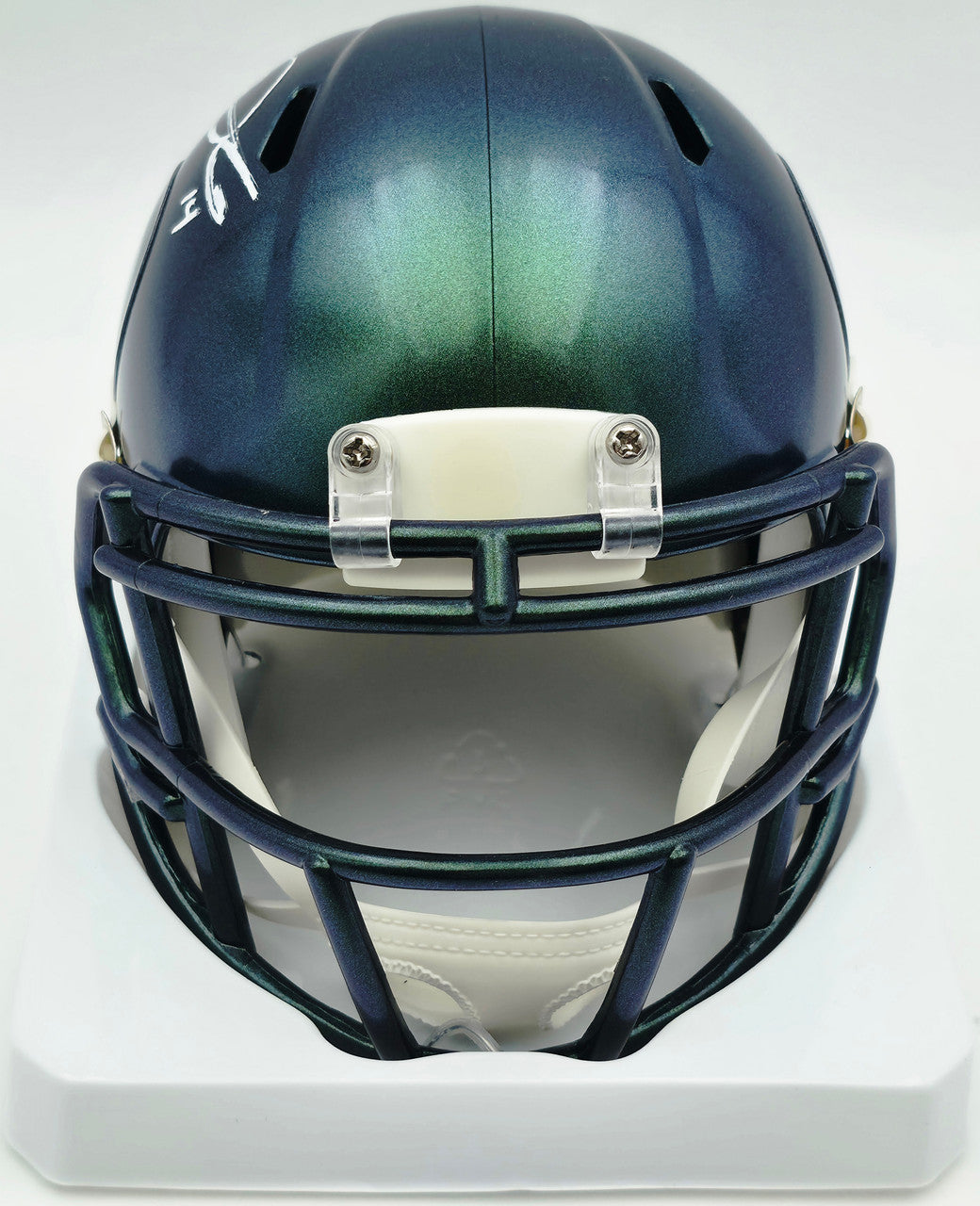 Sam Darnold Autographed Seattle Seahawks Green Rivalries Speed Mini Helmet (Smudged) Beckett BAS Witness #4W539944