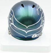Sam Darnold Autographed Seattle Seahawks Green Rivalries Speed Mini Helmet (Smudged) Beckett BAS Witness #4W539944