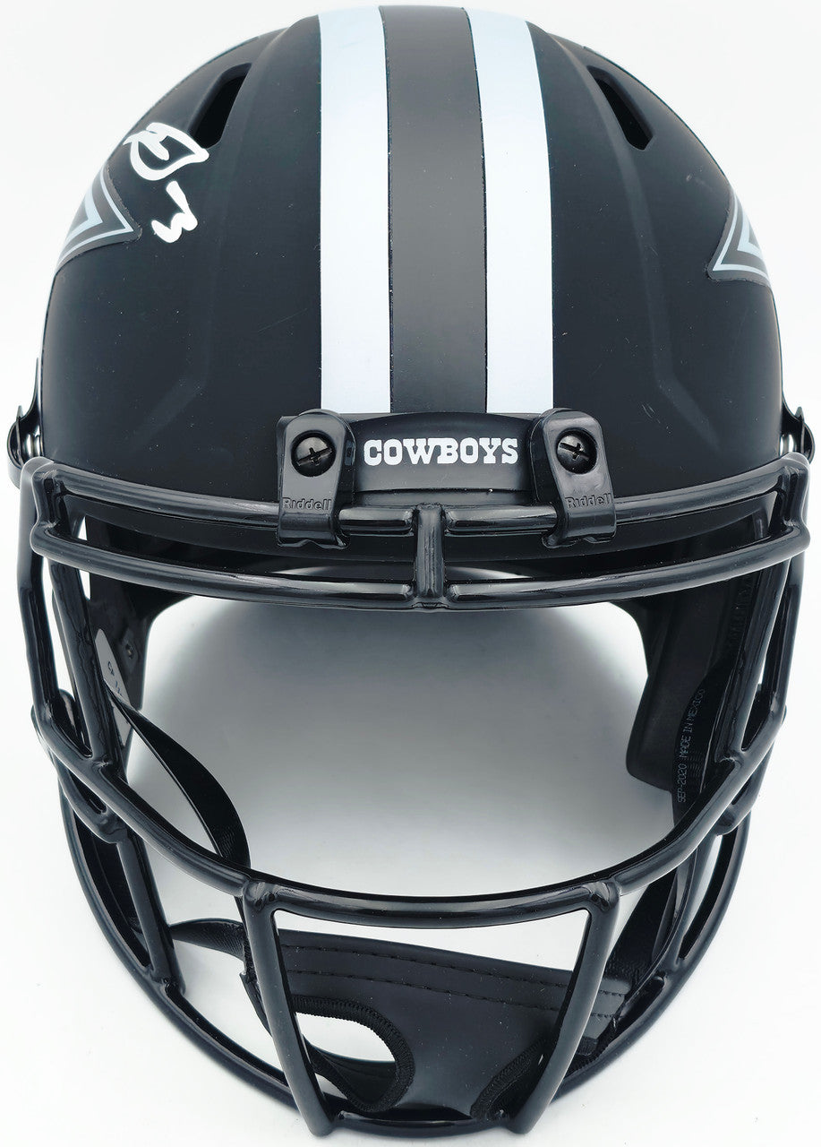 George Pickens Autographed Dallas Cowboys Eclipse Black Full Size Speed Replica Helmet (Scratches) JSA #WC502002