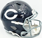 Brian Urlacher Autographed Chicago Bears Blue Full Size Speed Replica Helmet "HOF 18" Beckett BAS Witness #1W879054