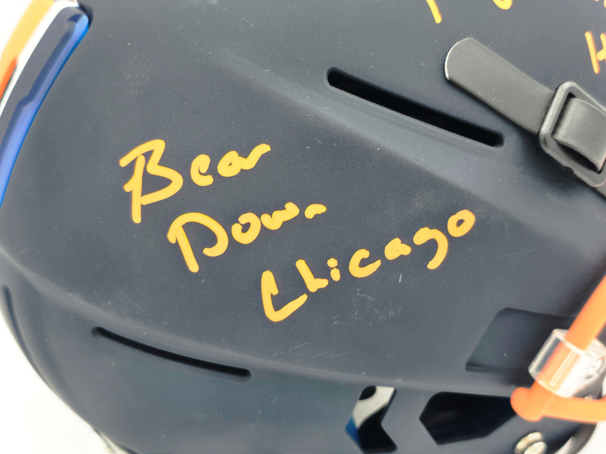 Brian Urlacher Autographed Black & Orange SpeedFlex Authentic Schutt Full Size Helmet Chicago Bears "Bear Down Chicago, #1/1" Beckett BAS Witness #4W469043