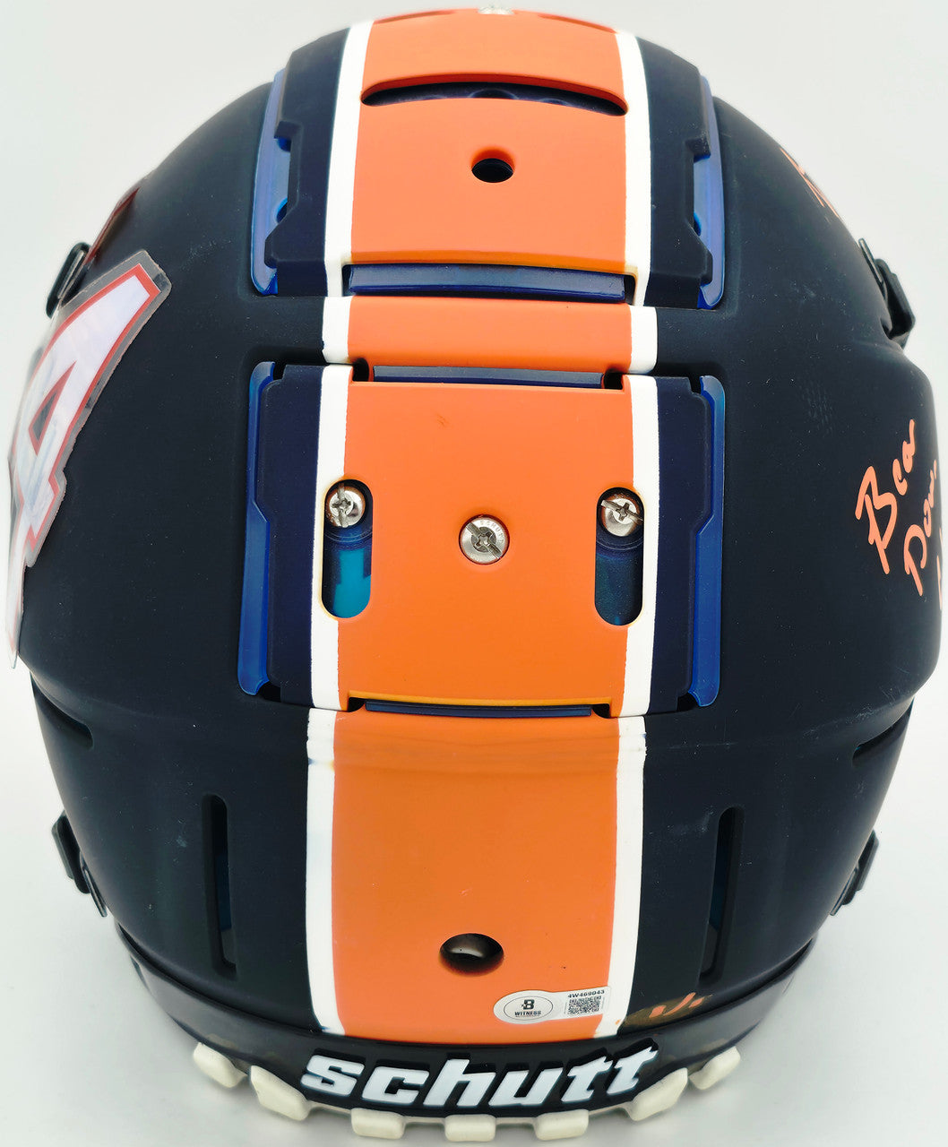 Brian Urlacher Autographed Black & Orange SpeedFlex Authentic Schutt Full Size Helmet Chicago Bears "Bear Down Chicago, #1/1" Beckett BAS Witness #4W469043