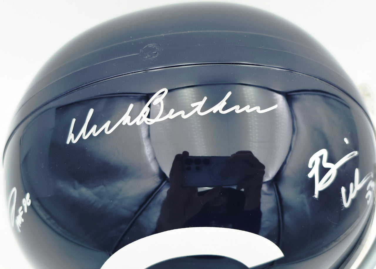 Dick Butkus, Mike Singletary and Brian Urlacher Autographed Chicago Bears Blue Full Size Replica Helmet "HOF" #40/500 Beckett BAS #G05473