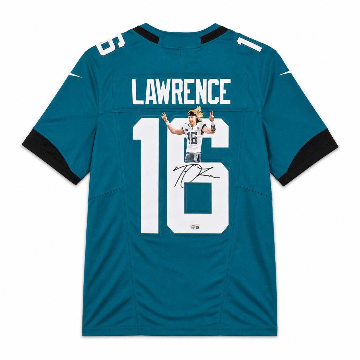 Jacksonville Jaguars Trevor Lawrence Autographed Teal Hand Painted Nike Dry-Fit Jersey Size XL Fanatics Holo #LG20386714