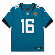 Jacksonville Jaguars Trevor Lawrence Autographed Teal Hand Painted Nike Dry-Fit Jersey Size XL Fanatics Holo #LG20386714