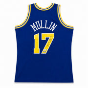 Golden State Warriors Chris Mullin Autographed Blue Mitchell & Ness Authentic Jersey Size L Beckett BAS QR #WB06433