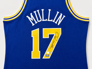 Golden State Warriors Chris Mullin Autographed Blue Mitchell & Ness Authentic Jersey Size L Beckett BAS QR #WB06433