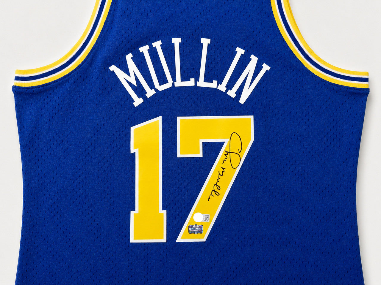 Golden State Warriors Chris Mullin Autographed Blue Mitchell & Ness Authentic Jersey Size L Beckett BAS QR #WB06433