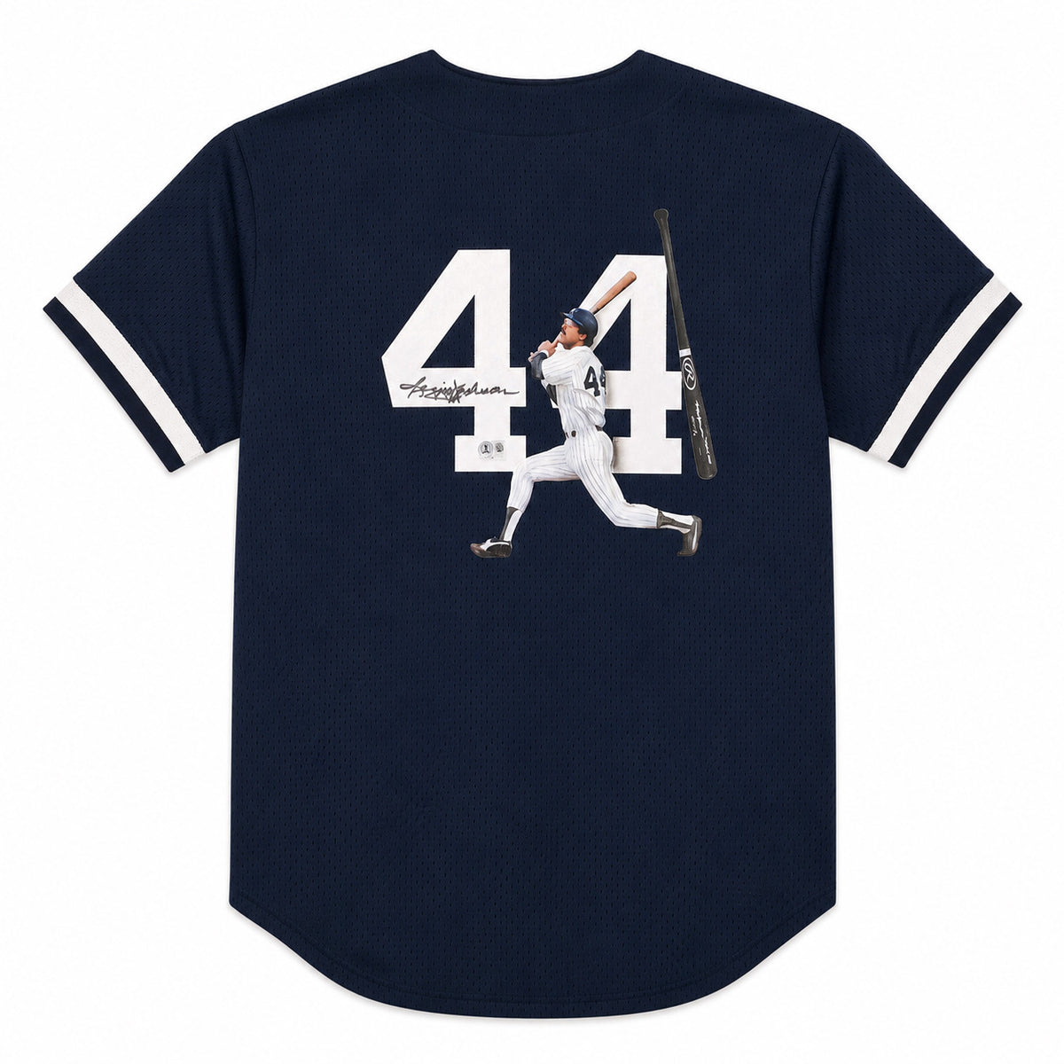New York Yankees Reggie Jackson Autographed Blue Hand Painted Mitchell & Ness Authentic Jersey Size XL Beckett BAS Witness #1W396031