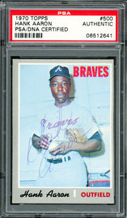 Hank Aaron Autographed 1970 Topps Card #500 Atlanta Braves PSA/DNA #6512641