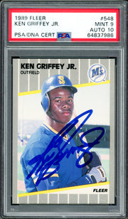 Ken Griffey Jr. Autographed 1989 Fleer Rookie Card #548 Seattle Mariners PSA 9 Auto Grade Gem Mint 10 PSA/DNA #64837986