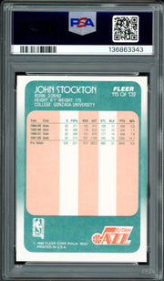John Stockton Autographed 1988-89 Fleer Rookie Card #115 Utah Jazz PSA 7 Auto Grade Gem Mint 10 PSA/DNA #136863343