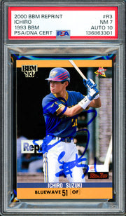 Ichiro Suzuki Autographed 2000 BBM 1993 Rookie Reprint Card #R3 Orix Blue Wave PSA 7 Auto Grade Gem Mint 10 "#51" In Kanji PSA/DNA #136863301