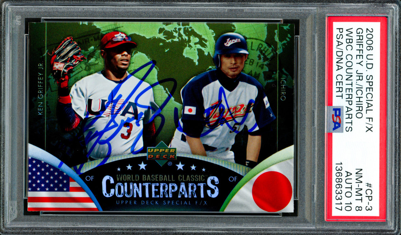 Ken Griffey Jr. & Ichiro Suzuki Autographed 2006 Upper Deck Special FX Card #CP-3 PSA 8 Auto Grade Gem Mint 10 PSA/DNA #136863317