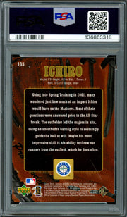 Ichiro Suzuki Autographed 2001 Upper Deck Gold Glove Rookie Card #135 Seattle Mariners PSA 7 Auto Grade Gem Mint 10 "HOF 25" #304/500 PSA/DNA #136863318