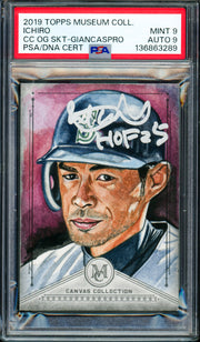 Ichiro Suzuki Autographed 2019 Topps Museum Collection Canvas Card Seattle Mariners PSA 9 Auto Grade Mint 9 "HOF 25" #1/1 PSA/DNA #136863289
