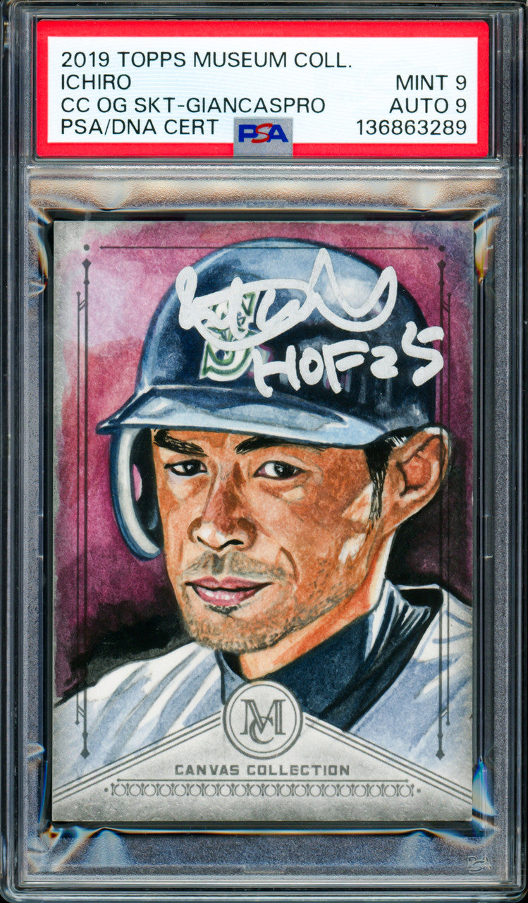 Ichiro Suzuki Autographed 2019 Topps Museum Collection Canvas Card Seattle Mariners PSA 9 Auto Grade Mint 9 "HOF 25" #1/1 PSA/DNA #136863289