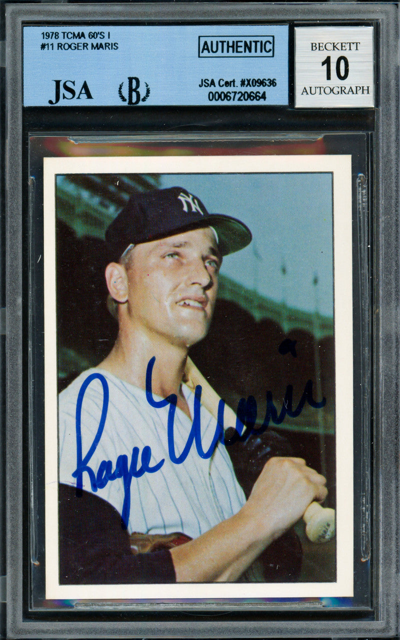 Roger Maris Autographed 1978 TCMA Card #11 New York Yankees Auto Grade Gem Mint 10 JSA/Beckett #6720664