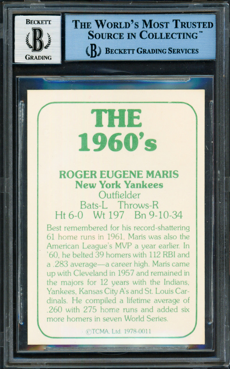 Roger Maris Autographed 1978 TCMA Card #11 New York Yankees Auto Grade Gem Mint 10 JSA/Beckett #6720664