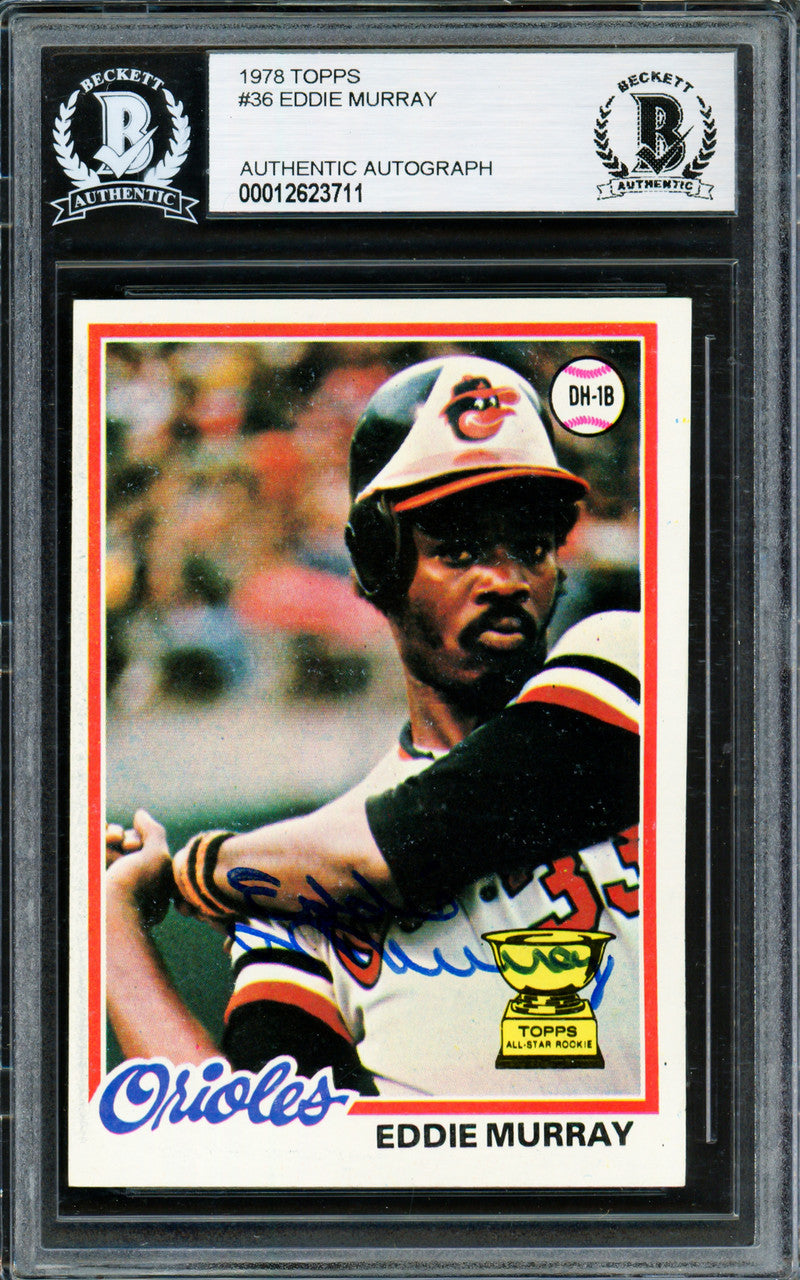 Eddie Murray Autographed 1978 Topps Rookie Card #36 Baltimore Orioles Beckett BAS #12623711