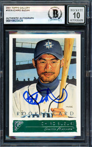 Ichiro Suzuki Autographed 2001 Topps Gallery English Rookie Card #151 Seattle Mariners Auto Grade Gem Mint 10 Beckett BAS #19823429