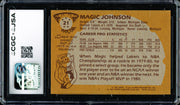 Magic Johnson Autographed 1981-82 Topps Card #21 Los Angeles Lakers Auto Grade Gem Mint 10 (Off-Center) CGC x JSA #6131791017