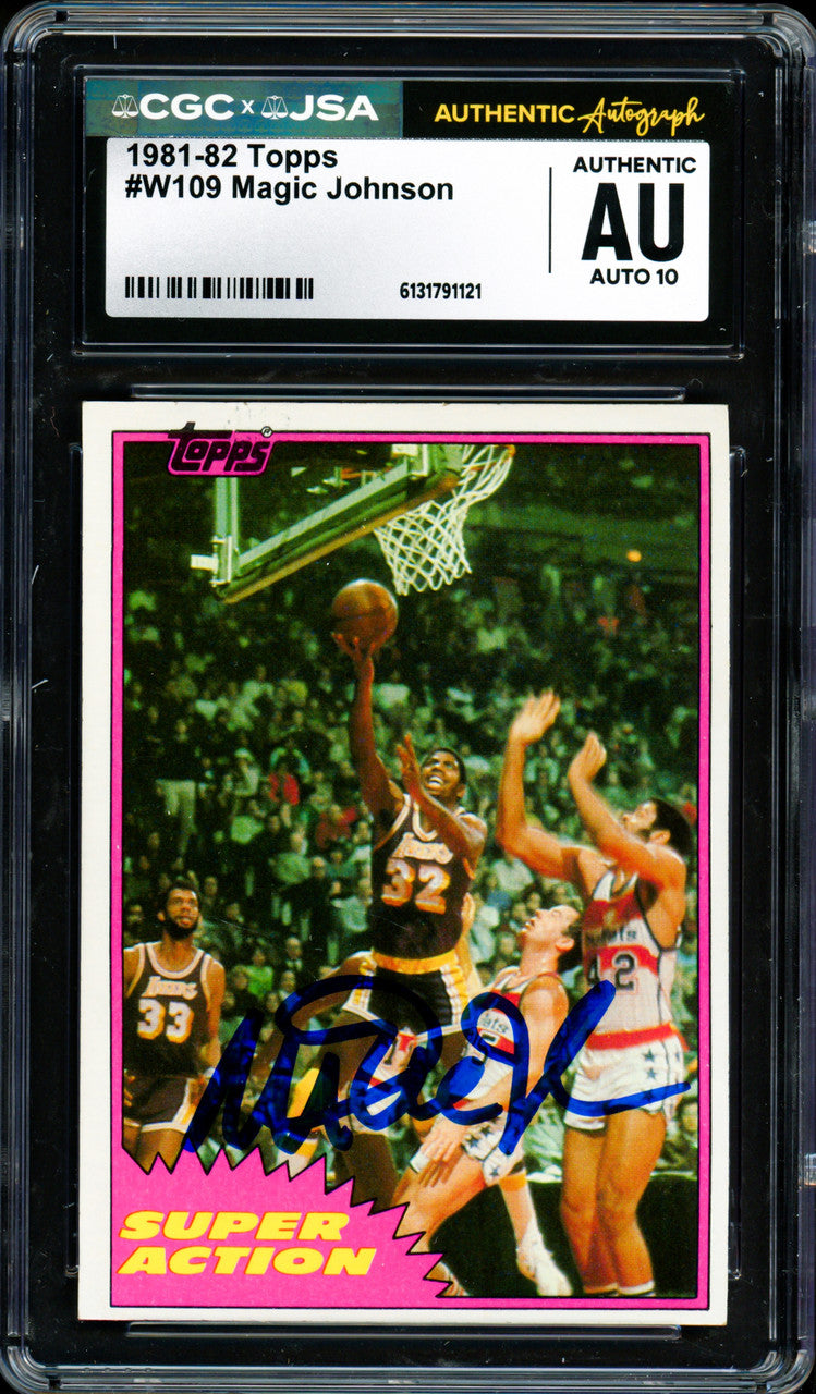 Magic Johnson Autographed 1981-82 Topps Card #109 Los Angeles Lakers Auto Grade Gem Mint 10 CGC x JSA #6131791121