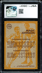 Magic Johnson Autographed 1981-82 Topps Card #109 Los Angeles Lakers Auto Grade Gem Mint 10 CGC x JSA #6131791121