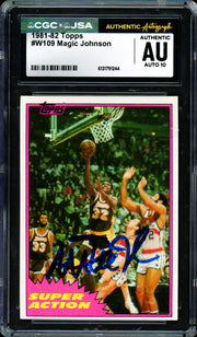 Magic Johnson Autographed 1981-82 Topps Card #109 Los Angeles Lakers Auto Grade Gem Mint 10 CGC x JSA #6131791244