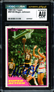 Magic Johnson Autographed 1981-82 Topps Card #109 Los Angeles Lakers Auto Grade Gem Mint 10 CGC x JSA #6131791037