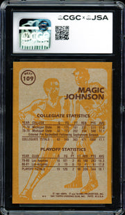 Magic Johnson Autographed 1981-82 Topps Card #109 Los Angeles Lakers Auto Grade Gem Mint 10 CGC x JSA #6131791107