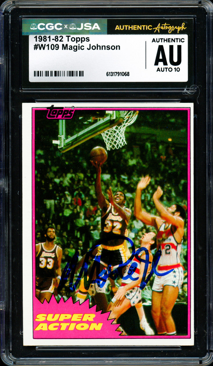 Magic Johnson Autographed 1981-82 Topps Card #109 Los Angeles Lakers Auto Grade Gem Mint 10 CGC x JSA #6131791068