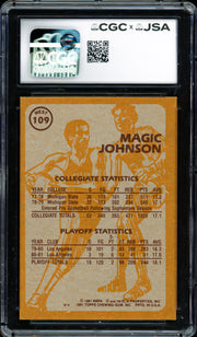 Magic Johnson Autographed 1981-82 Topps Card #109 Los Angeles Lakers Auto Grade Gem Mint 10 CGC x JSA #6131791127