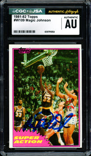 Magic Johnson Autographed 1981-82 Topps Card #109 Los Angeles Lakers CGC x JSA #6131791054