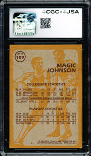 Magic Johnson Autographed 1981-82 Topps Card #109 Los Angeles Lakers CGC x JSA #6131791054