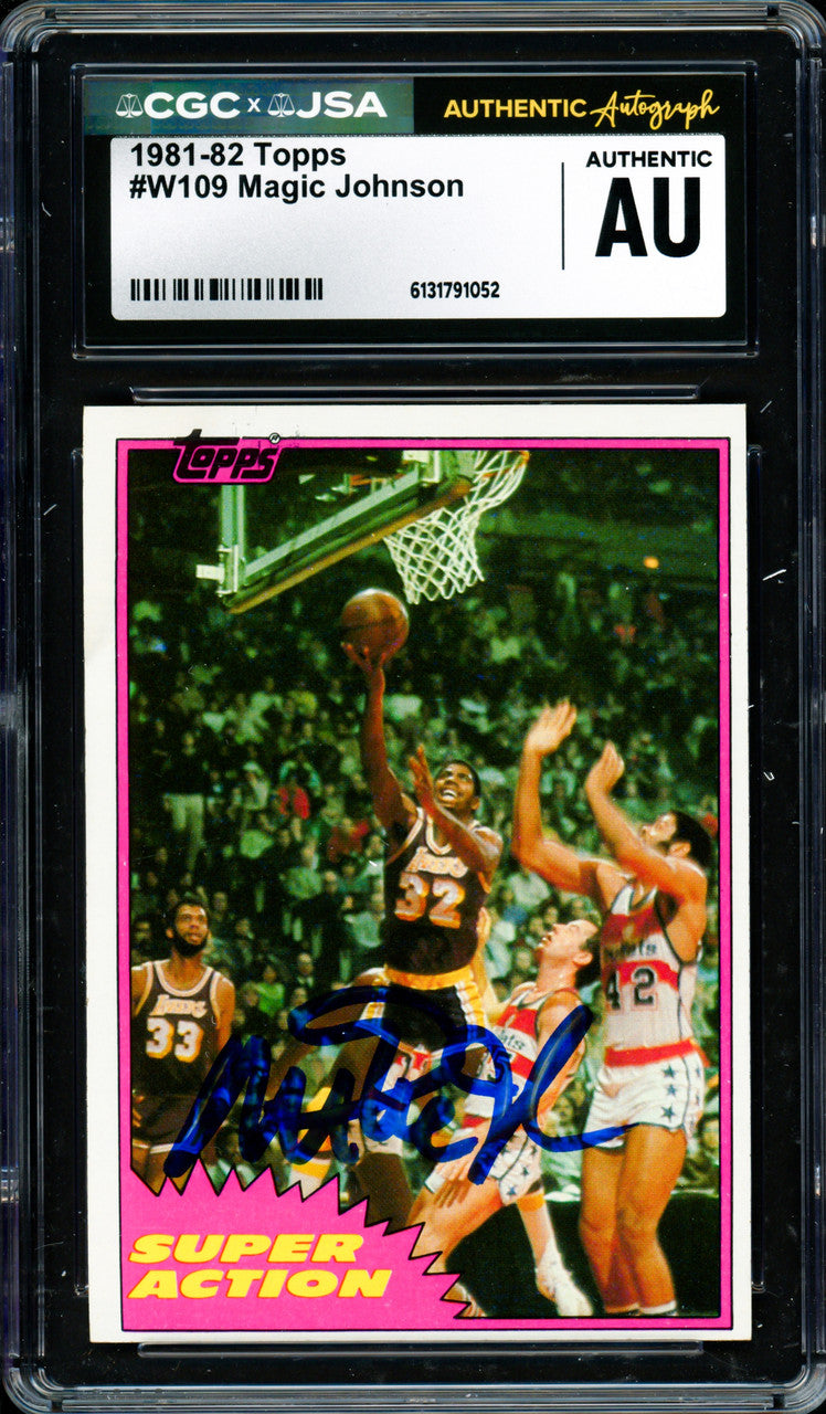 Magic Johnson Autographed 1981-82 Topps Card #109 Los Angeles Lakers CGC x JSA #6131791052