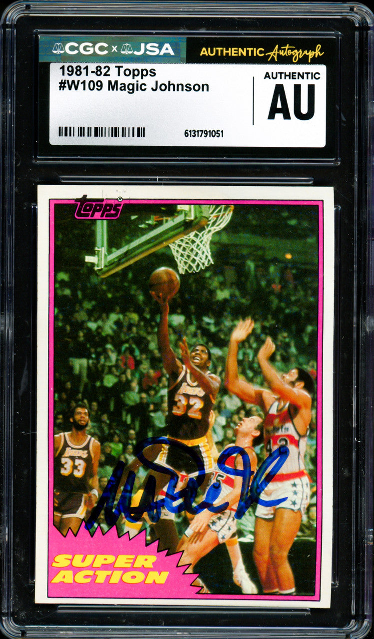 Magic Johnson Autographed 1981-82 Topps Card #109 Los Angeles Lakers CGC x JSA #6131791051