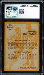 Magic Johnson Autographed 1981-82 Topps Card #109 Los Angeles Lakers CGC x JSA #6131791051