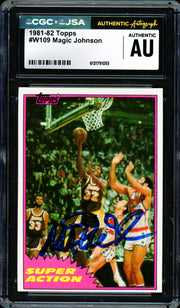 Magic Johnson Autographed 1981-82 Topps Card #109 Los Angeles Lakers CGC x JSA #6131791055
