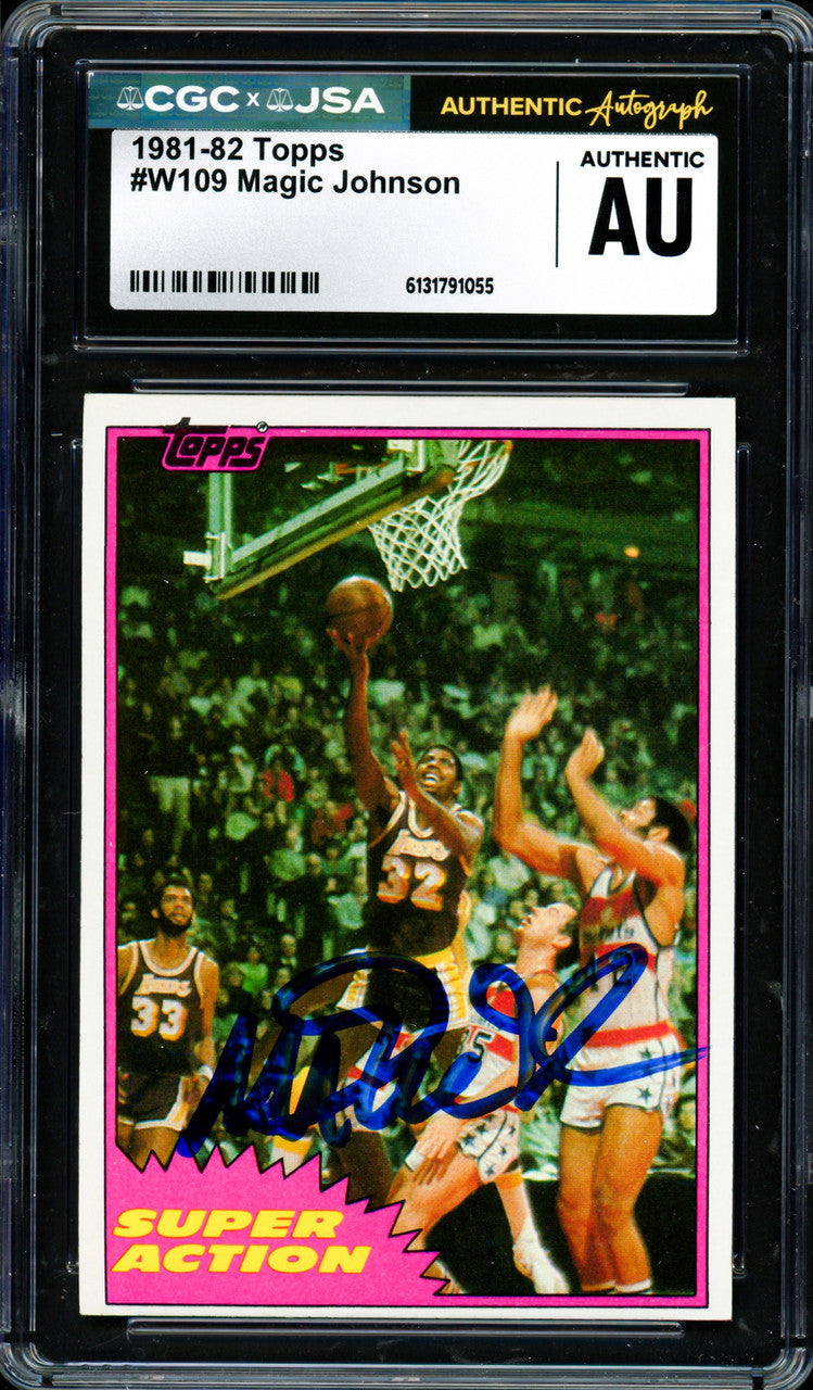 Magic Johnson Autographed 1981-82 Topps Card #109 Los Angeles Lakers CGC x JSA #6131791055