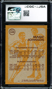 Magic Johnson Autographed 1981-82 Topps Card #109 Los Angeles Lakers CGC x JSA #6131791055