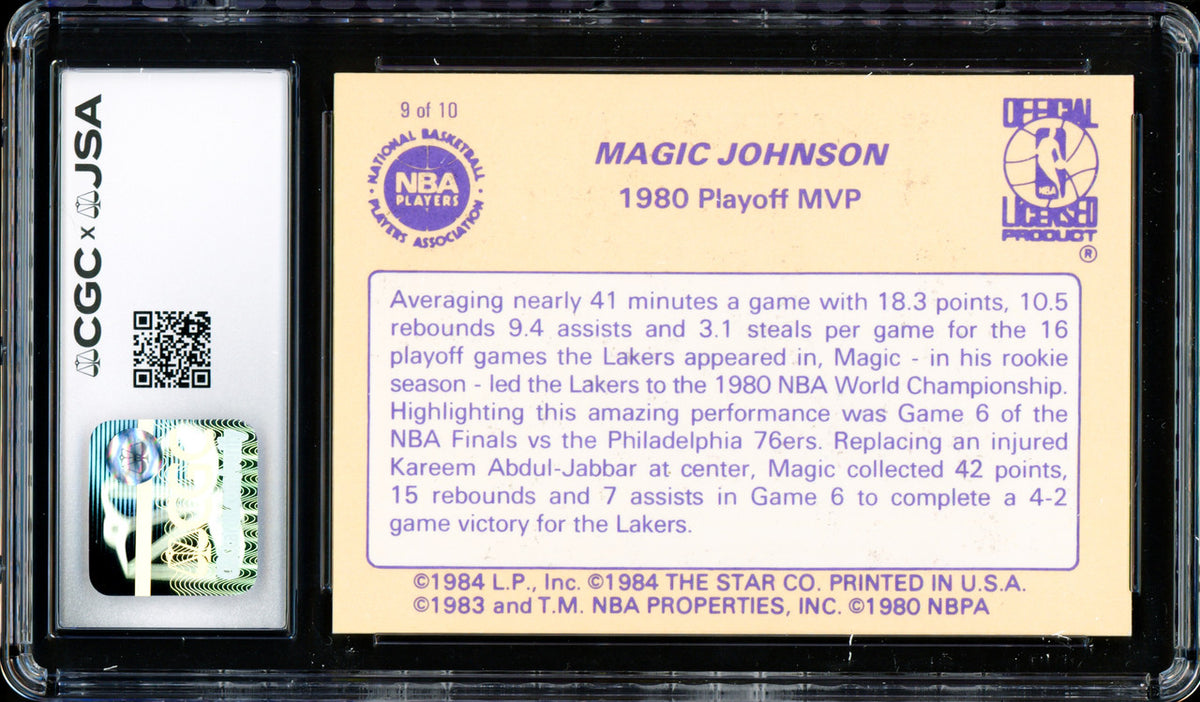 Magic Johnson Autographed 1986 Star Card #9 Los Angeles Lakers CGC x JSA #6131791189