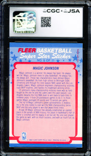 Magic Johnson Autographed 1988-89 Fleer Sticker Card #6 Los Angeles Lakers Auto Grade Gem Mint 10 CGC x JSA #6131791185