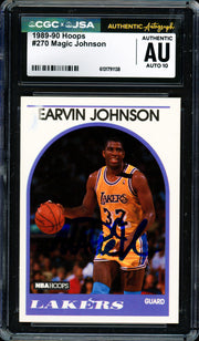 Magic Johnson Autographed 1989-90 Hoops Card #270 Los Angeles Lakers Auto Grade Gem Mint 10 CGC x JSA #6131791138