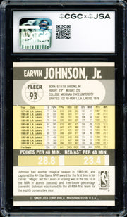 Magic Johnson Autographed 1990-91 Fleer Card #93 Los Angeles Lakers CGC x JSA 9 Auto Grade Gem Mint 10 CGC x JSA #6131791149