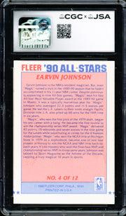 Magic Johnson Autographed 1990-91 Fleer Sticker Card #4 Los Angeles Lakers Auto Grade Gem Mint 10 CGC x JSA #6131791208