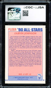 Magic Johnson Autographed 1990-91 Fleer Sticker Card #4 Los Angeles Lakers Auto Grade Gem Mint 10 CGC x JSA #6131791209