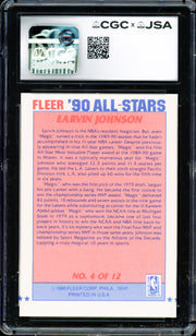 Magic Johnson Autographed 1990-91 Fleer Sticker Card #4 Los Angeles Lakers Auto Grade Gem Mint 10 CGC x JSA #6131791210